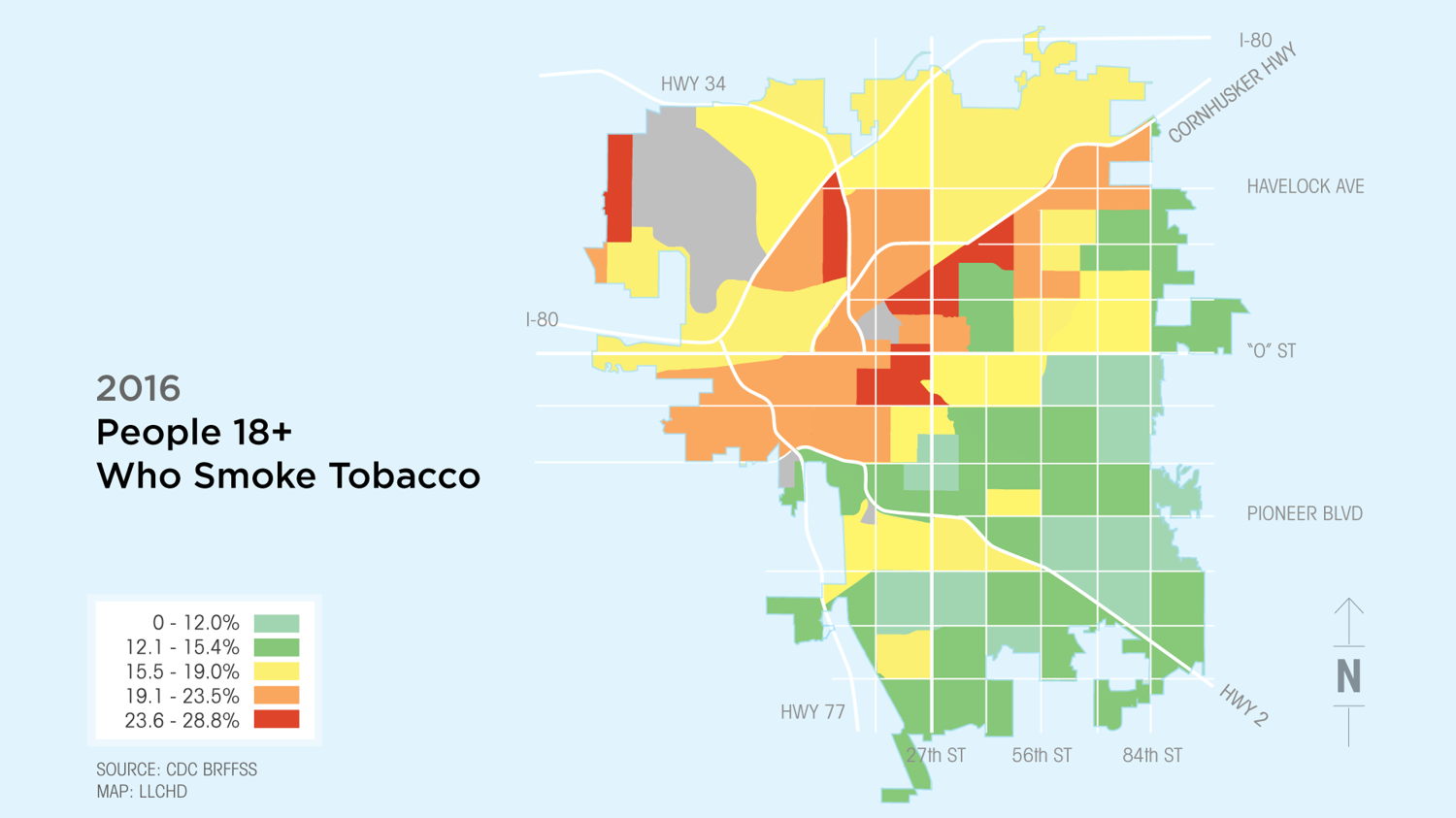 Tobacco Use Map for Lincoln
